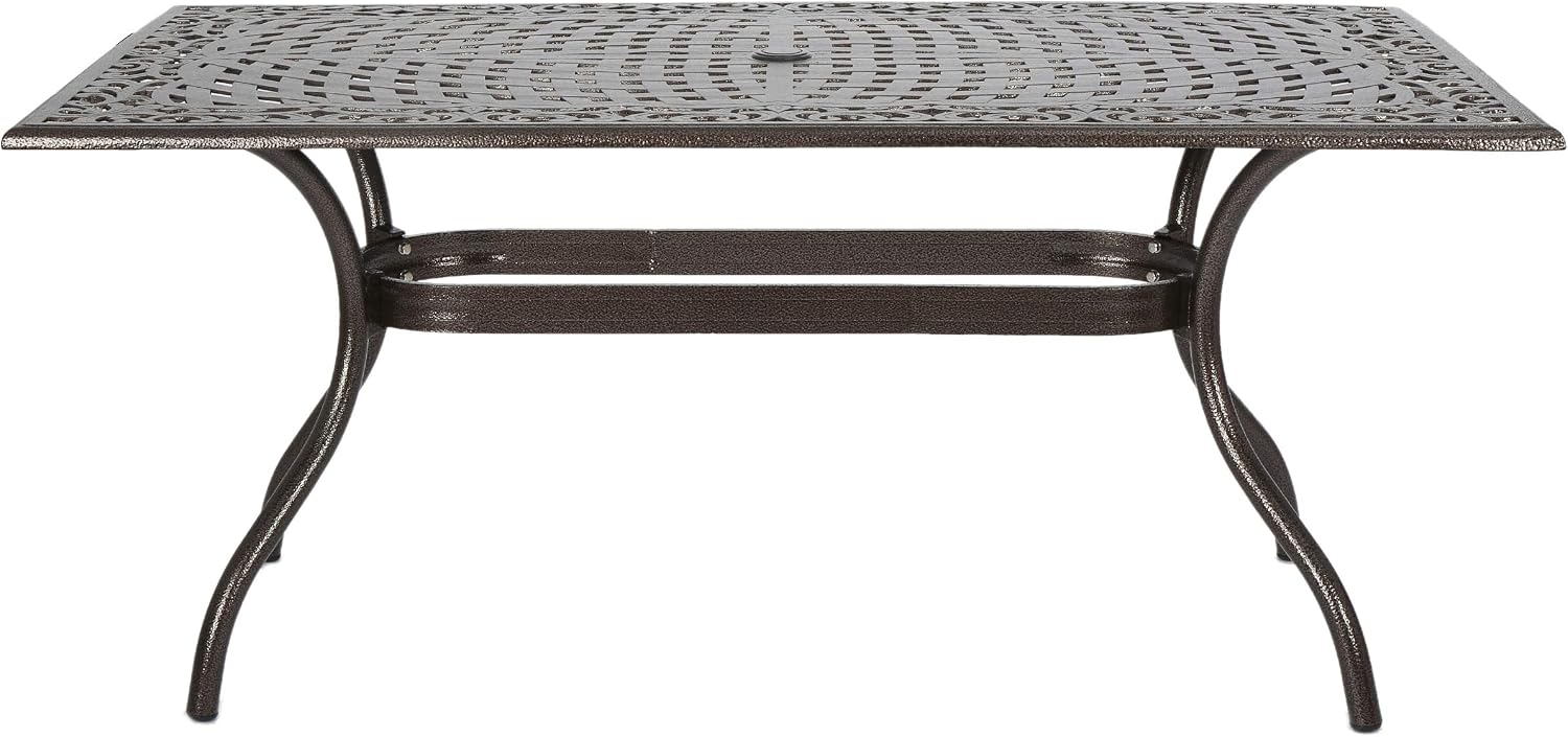 Christopher Knight Home Yamilet Traditional Outdoor Aluminum Rectangular Dining Table, Hammered Bronze