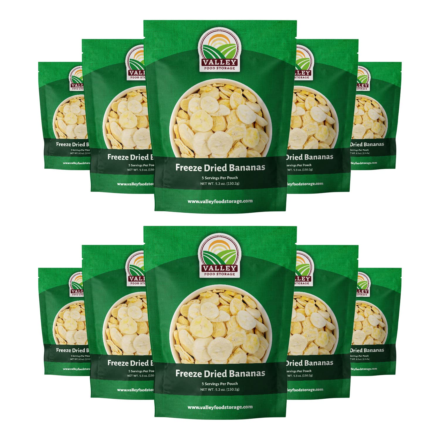 Valley Food Storage Freeze Dried Banana Slices | 10-Bag Bucket, 53 oz | Non-GMO Premium Emergency Food Supply, 25 Year Shelf Life | Prepper Supplies, Survival Food & Off-Grid Living | Packaged in USA
