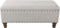 Homepop Home Decor | Upholstered Bench with Nailhead Trim | Large Ottoman with Storage for Living Room & Bedroom | Decorative Home Furniture, Gray Woven