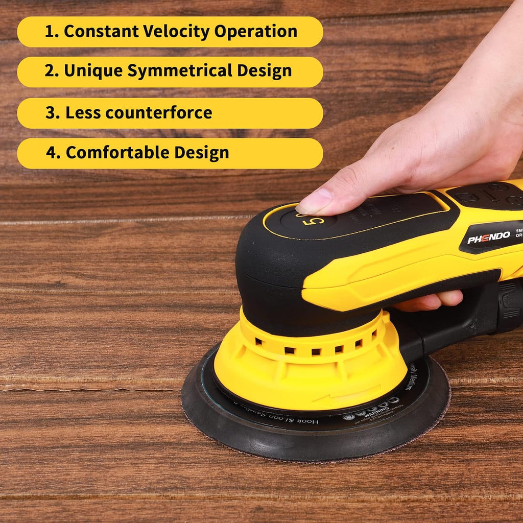 Electric Random Orbital Sander Brushless 350W 3A Multi-function Variable Speed Corded Orbital Sanders Machine For Woodworking, Car, Drywall Sanding, Polishing…