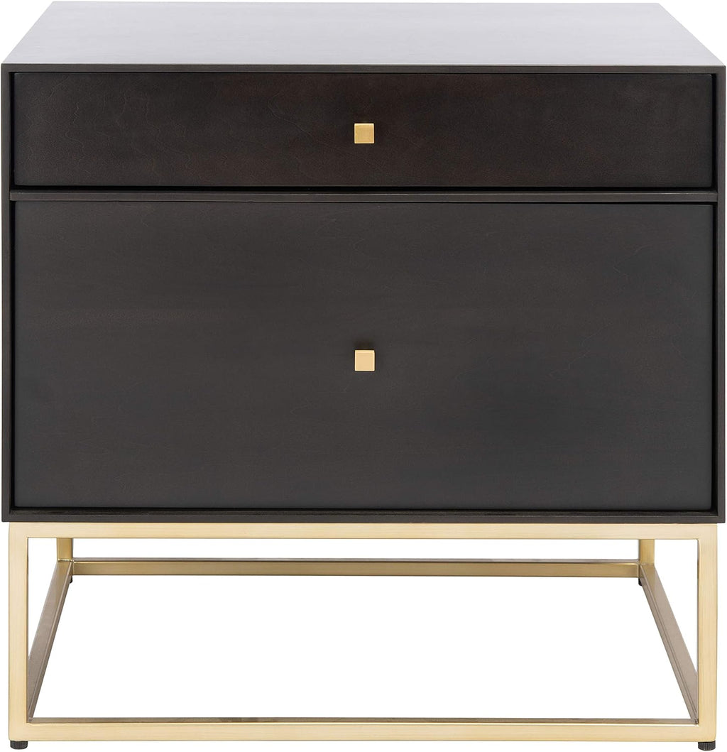 SAFAVIEH Couture Home Collection Adelyn Black & Gold 2-Drawer Nightstand, Fully Assembled (SFV7209B)