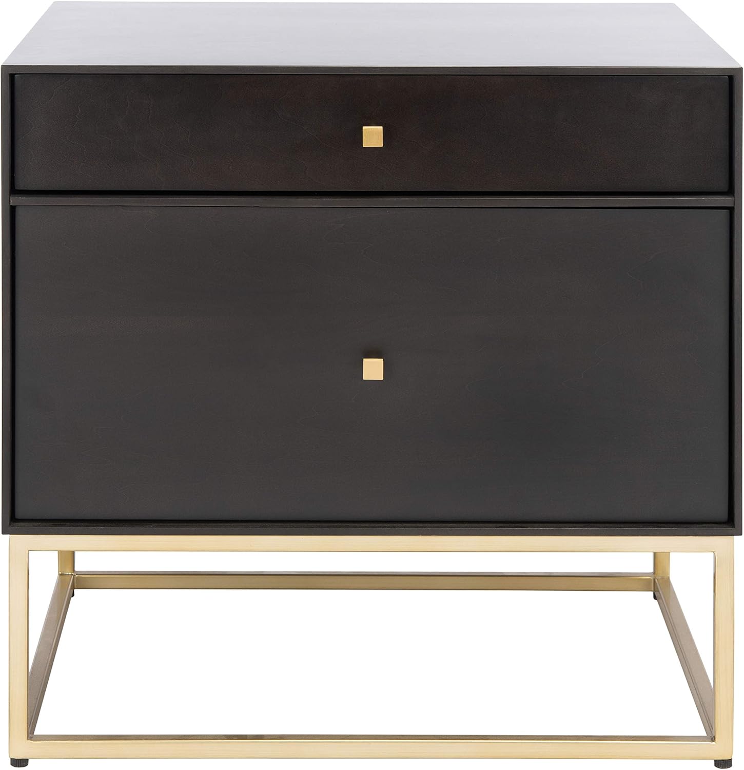 SAFAVIEH Couture Home Collection Adelyn Black & Gold 2-Drawer Nightstand, Fully Assembled (SFV7209B)