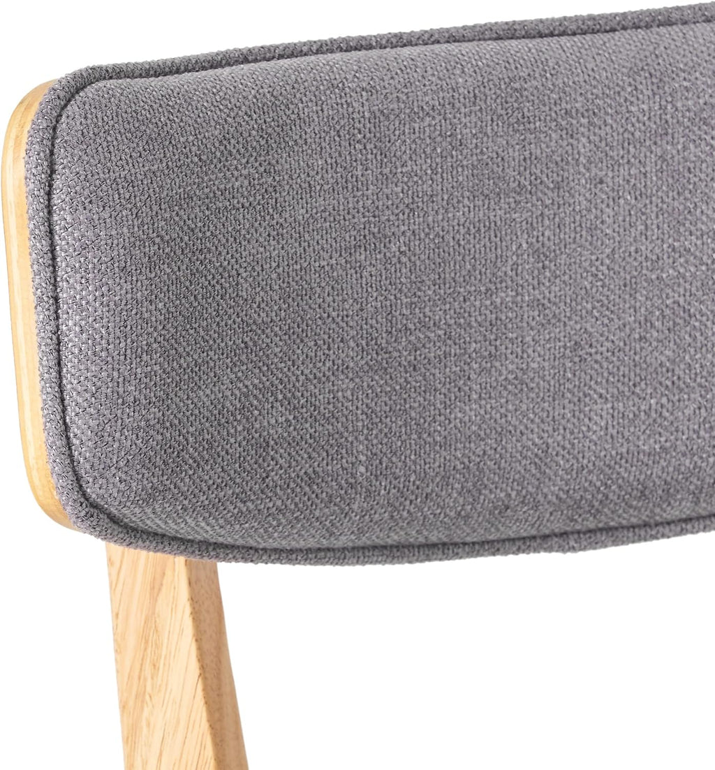 Christopher Knight Home Abrielle Mid-Century Modern Fabric Dining Chairs with Natural Oak Finished Rubberwood Frame, 2-Pcs Set, Dark Grey / Natural Oak