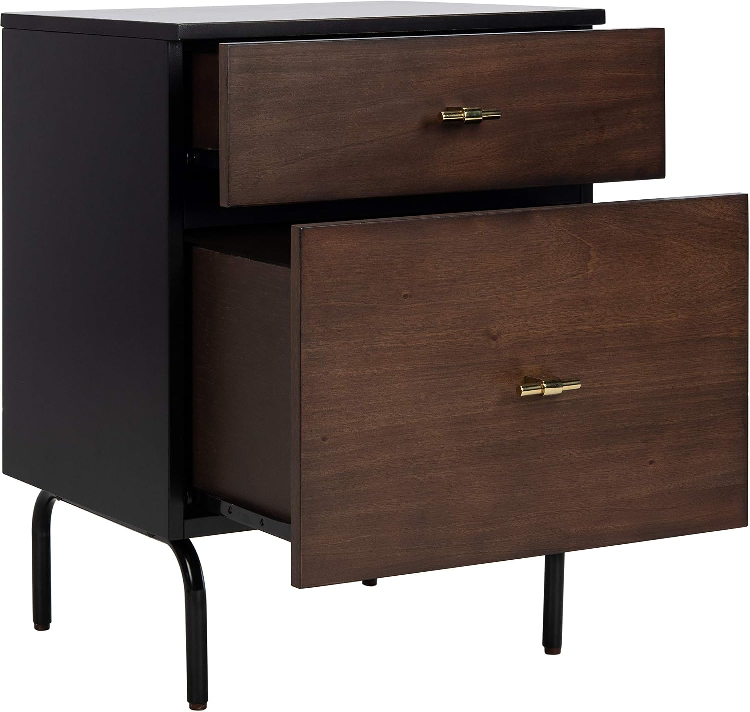 Safavieh Home Genevieve Modern Walnut and Black Mahogany 2-drawer Nightstand