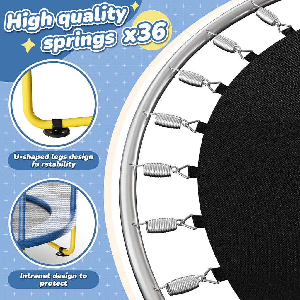 6FT Indoor Trampoline for Kids Ages 1-8, 72' Mini Toddler Indoor & Outdoor Trampoline with Safety Enclosure Net, Basketball Hoop & Dart Board, Birthday Gifts for Boys & Girls, Baby Toddler