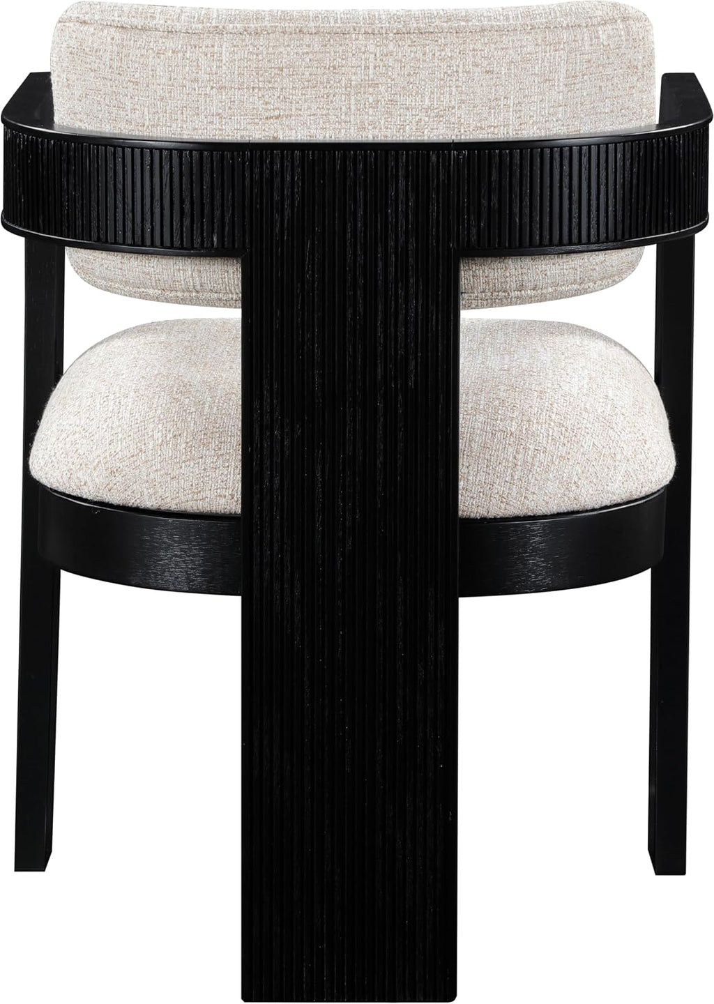 Meridian Furniture Sacha Collection Art Deco Dining Chair, Solid Fluted Wood, 22.5' W x 22' D x 31' H, Set of 2 (Beige, Black Finish, Linen Textured Fabric)