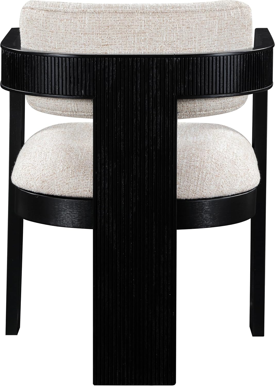 Meridian Furniture Sacha Collection Art Deco Dining Chair, Solid Fluted Wood, 22.5' W x 22' D x 31' H, Set of 2 (Beige, Black Finish, Linen Textured Fabric)