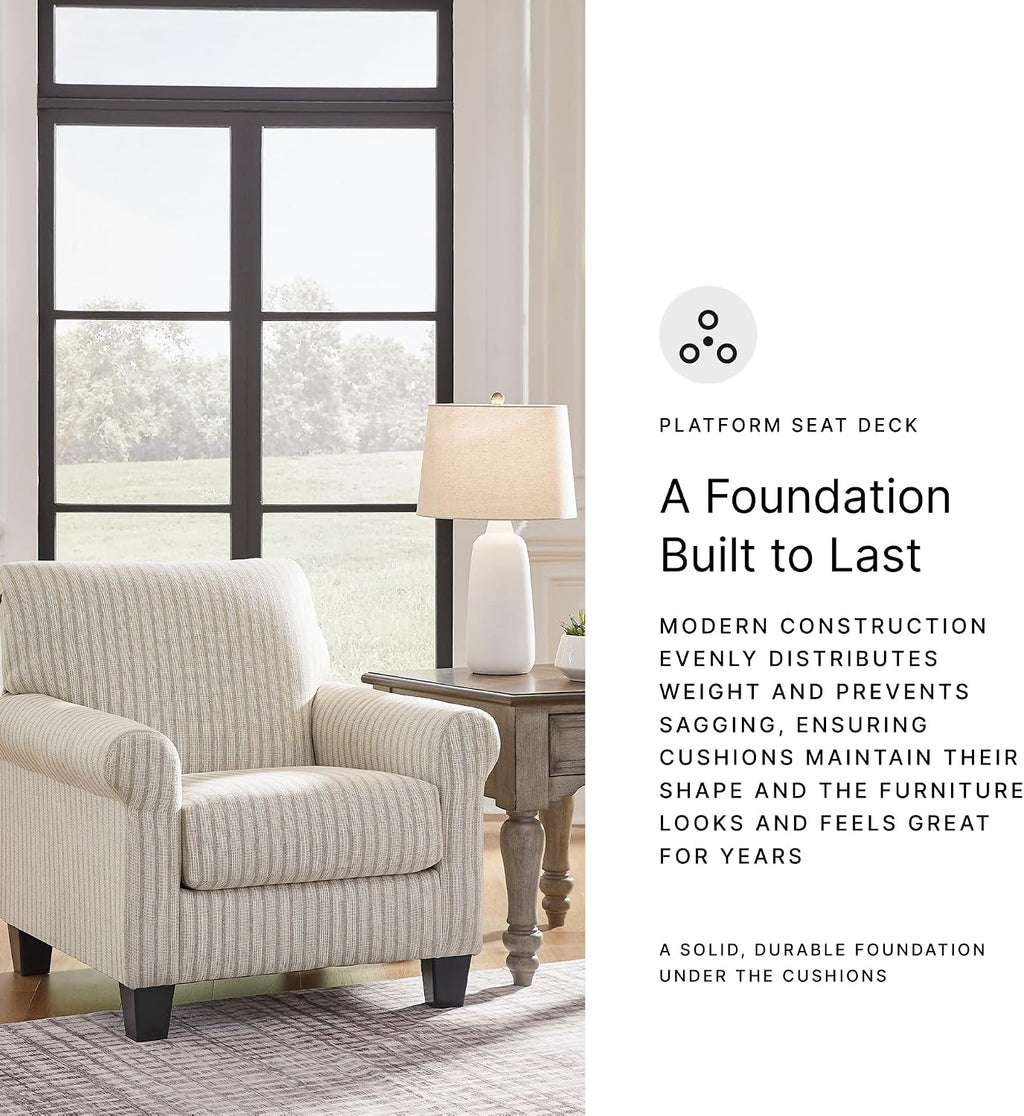 Signature Design by Ashley Valerani Classic Striped Upholstered Accent Chair, Beige