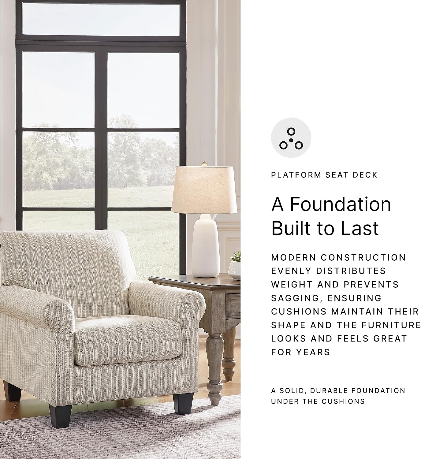 Signature Design by Ashley Valerani Classic Striped Upholstered Accent Chair, Beige