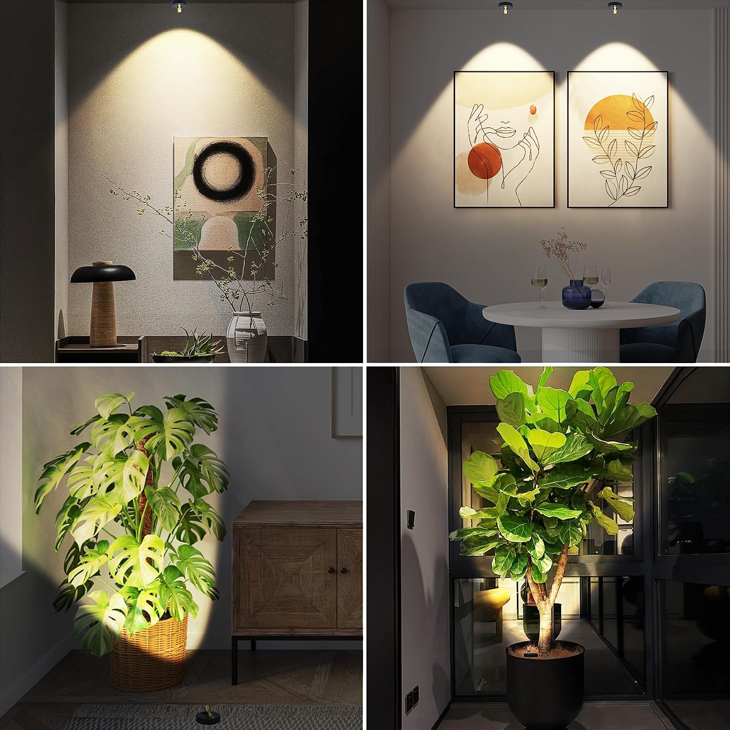 Indoor Plant Spotlight Battery Operated,Picture Light with Remote,Wall Painting Uplight,Wireless Dimmable Timer,Spot Light for Plants Trees Pictures Dis Painting Art e Gallery Portrait