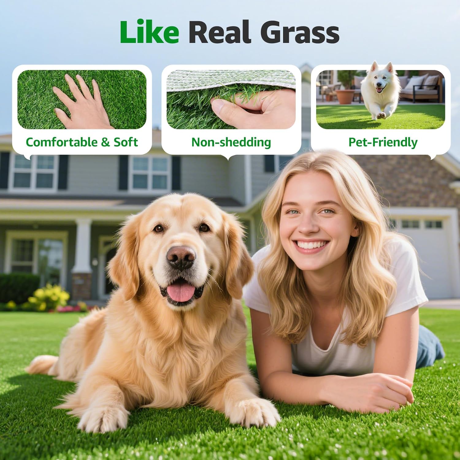 6x10FT Artificial Grass Pad Indoor Outdoor: Fake Grass Turf with Drainage Holes, Pet-Friendly Dog Grass Mat, Perfect for Garden Lawn Balcony Patio Backyard Wedding Christmas Decoration