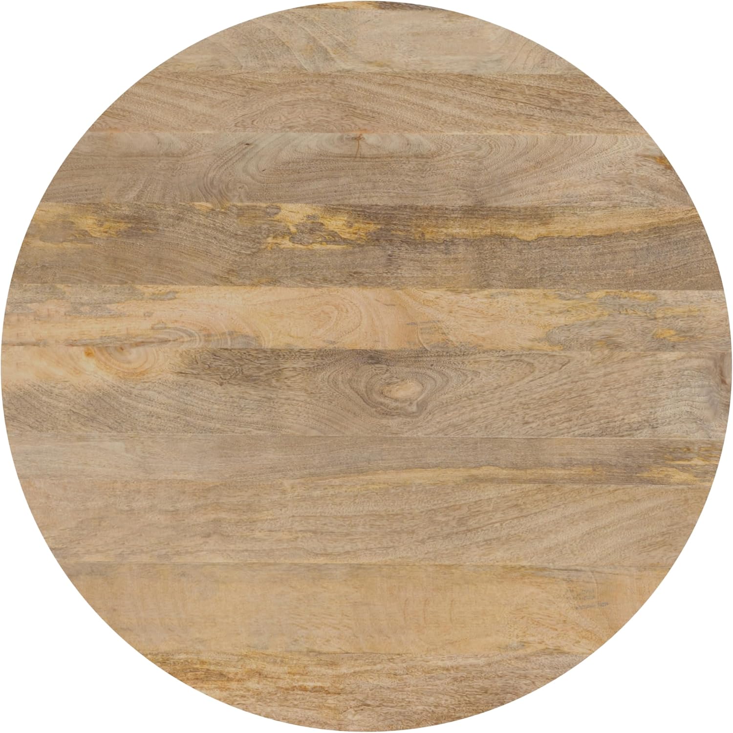 SIMPLIHOME Hunter Dining Table - 45 inch Wide Solid Mango Wood Round Table in Natural, Modern Industrial Style for Dining Room or Kitchen with Black Powder-Coated Iron Base and Hairpin Legs, Seats 4