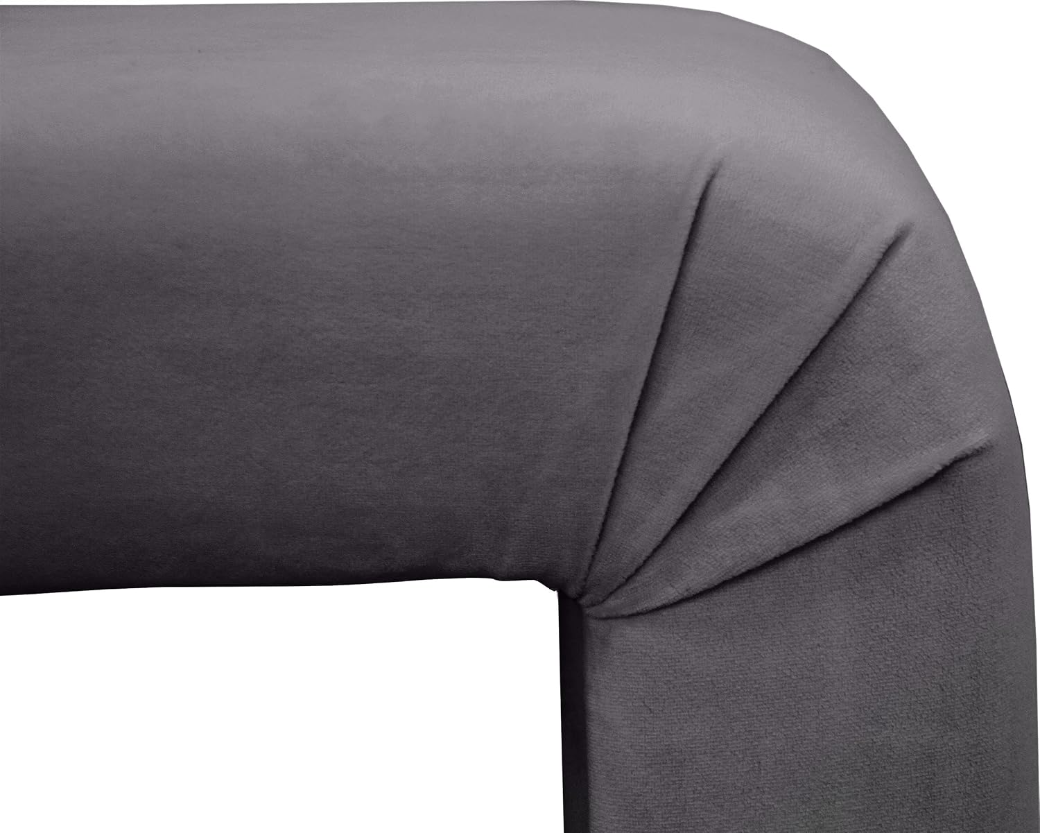 Meridian Furniture Minimalist Collection Modern | Contemporary Velvet Upholstered Bench, 53' W x 14.75' D x 18.25' H, Grey