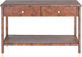 SAFAVIEH Home Collection Tudor Dark Brown/Gold 2-Drawer Lower Shelf Console Table (Fully Assembled)