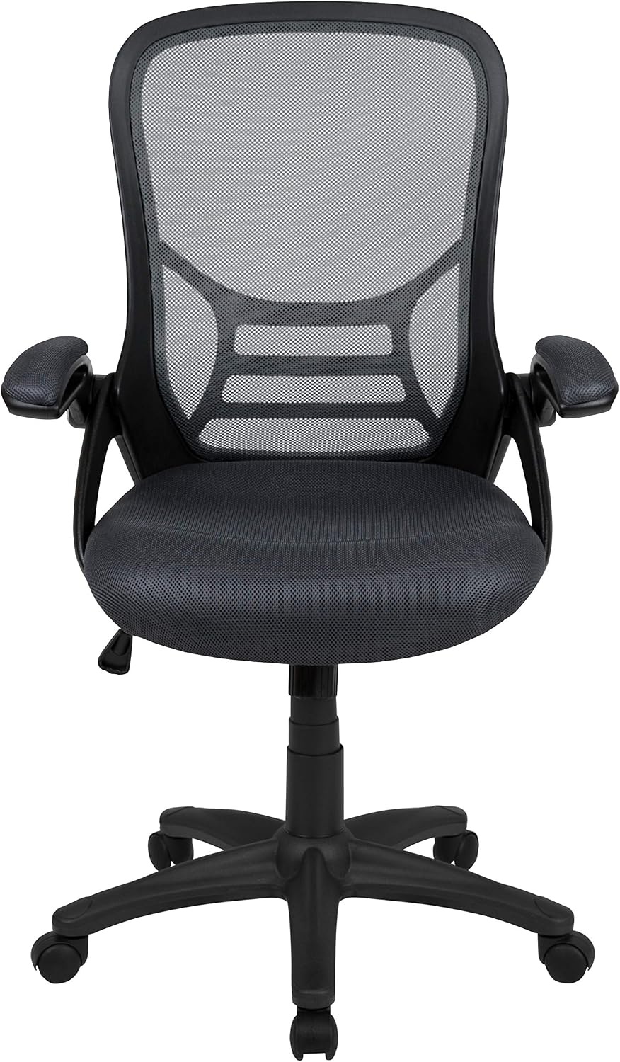 Flash Furniture Porter High-Back Swivel Office Chair with Adjustable Lumbar Support and Seat Height, Ergonomic Mesh Desk Chair with Flip-Up Armrests, Black
