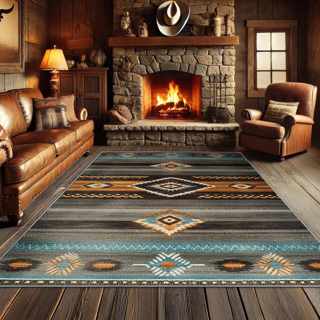 Southwest Rugs for Living Room - 8x10 Rug, Navajo Rug for Living Room, Aztec Tribal Washable Rugs for Bedroom, Indian Navajo Area Rug, Native American Carpet - Home Decor, Southwest Gifts