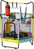 Lamerge Kids Trampoline, Toddler Bouncing Trampoline with Safety Enclosure Net, ASTM-Approved, 500lbs Capacity, Ages 1-8, Adjustable Handrail, 7-in-1, 60'
