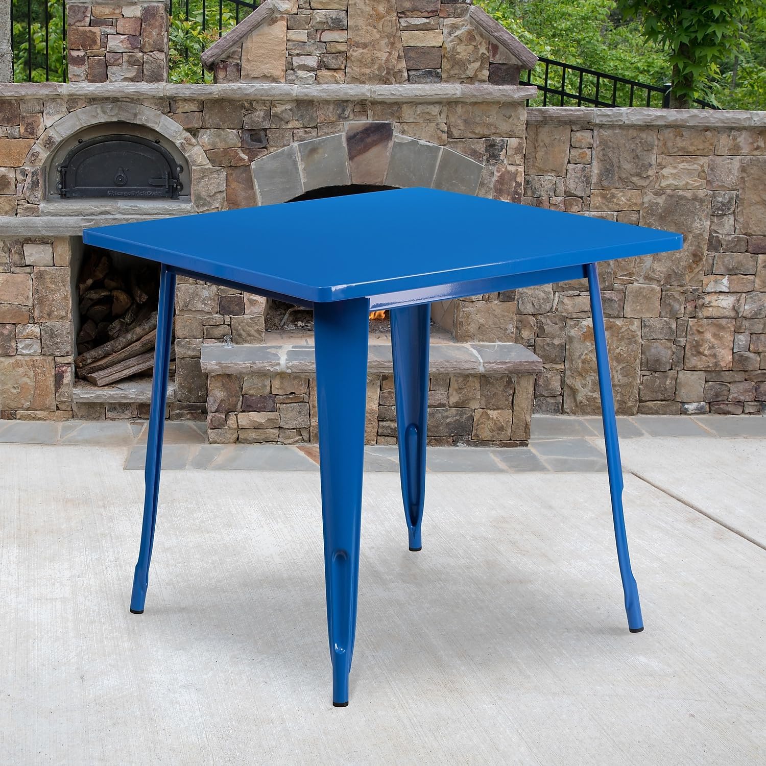 Flash Furniture Felix Commercial Grade 31.5' Square Blue Metal Indoor-Outdoor Table