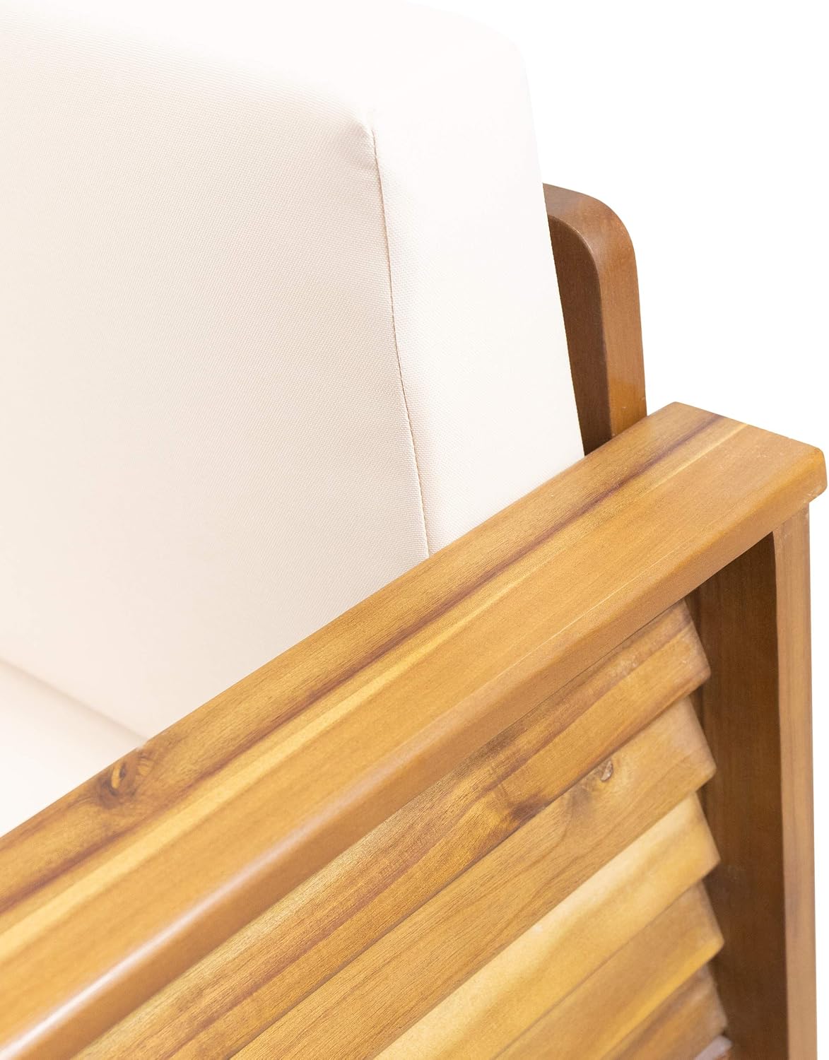 Christopher Knight Home Louver Club Chairs, Teak + Cream