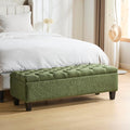 Christopher Knight Home Ottilie Boucle Fabric Storage Ottoman Bench, Wooden Rectangular Ottoman with Storage, Bedroom End of Bed Foot Stool, Entryway Ottoman Footrest, Living Room Extra Seat, Green