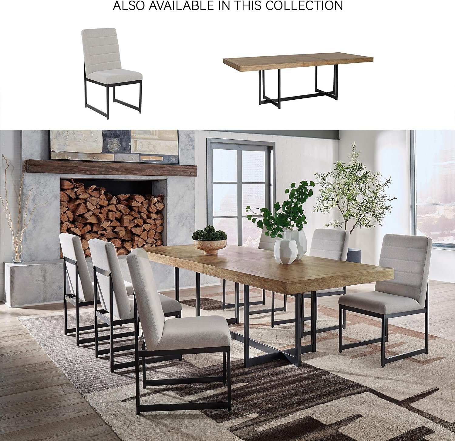 Signature Design by Ashley Tomtyn Modern Upholstered Dining Chairs, Set of 2, Light Brown & Black