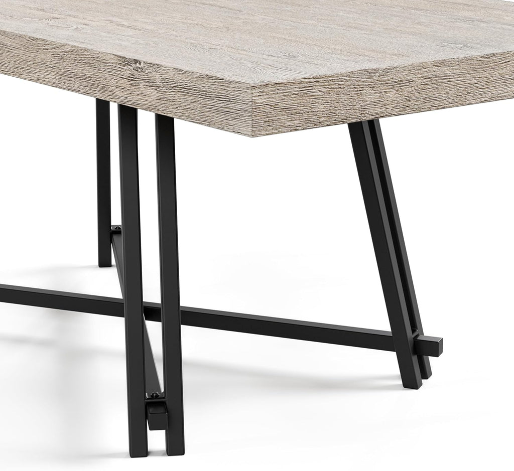 Furniture of America Lestara Modern Solid Wood 84-inch Rectangle Dining Table with Trestle Base, Seats up to 6, Easy Assembly, for Home, Kitchen, Living Room, Black