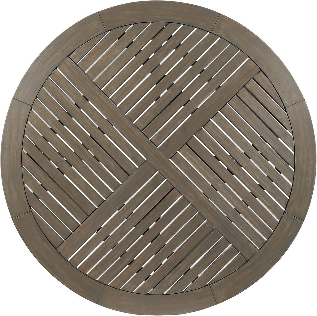 Christopher Knight Home Adn Outdoor 47' Round Acacia Wood Dining Table, Grey