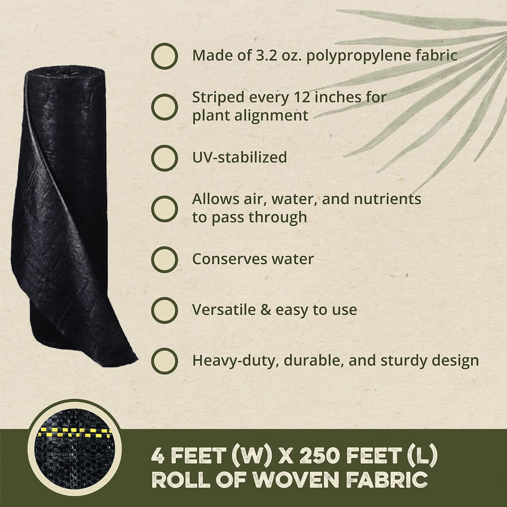 Dewitt P4 Pro 5 Commercial and Home Landscape 5 Ounce Weed Barrier Ground Woven Cover Fabric, 4 x 250 Feet (8 Pack)