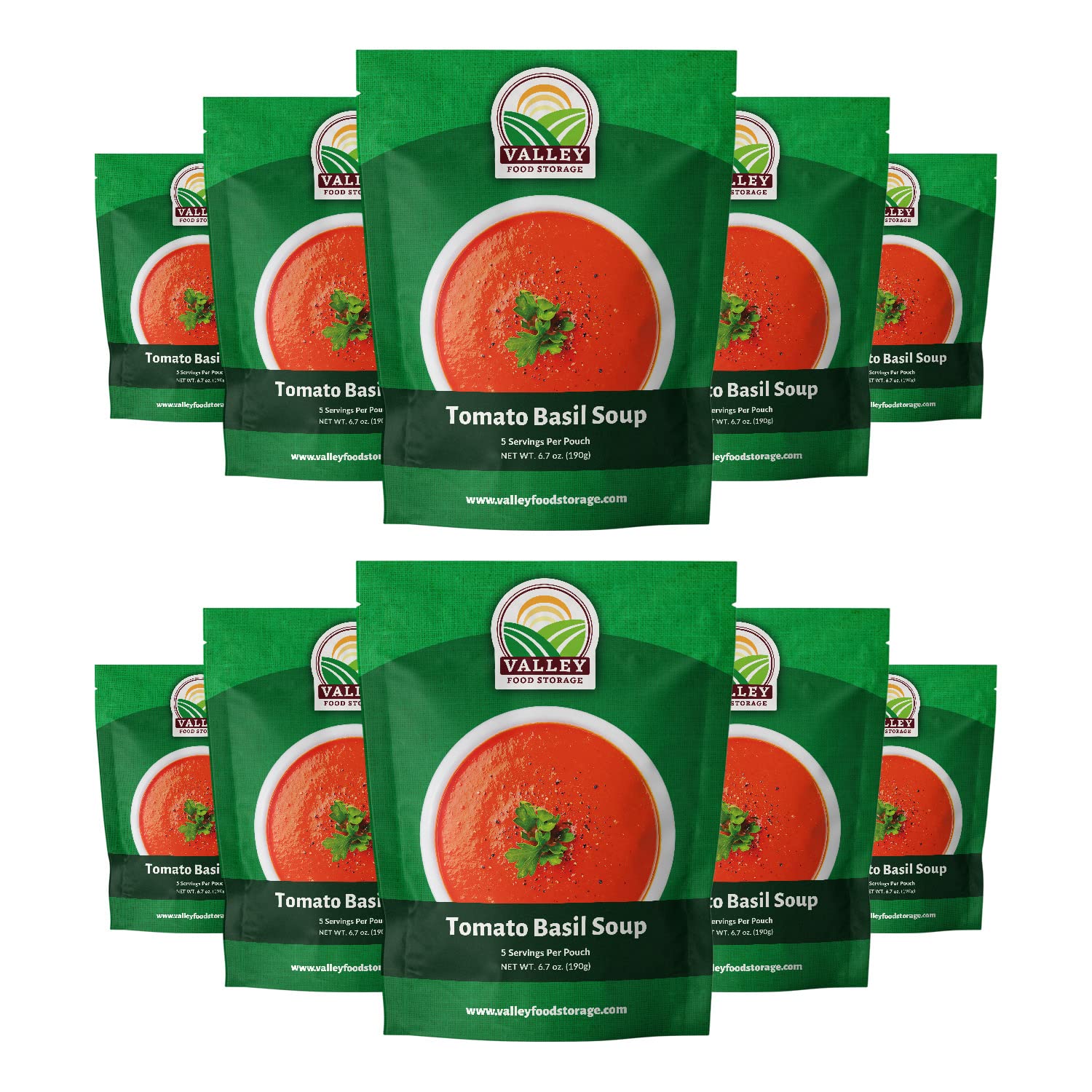 Valley Food Storage Tomato Basil Soup | 10-Bag Bucket, 50 Servings | Premium Emergency Food Supply with 25 Year Shelf Life | Survival Meal Kits, Prepper Food, Camping & Off-Grid Living Supplies | Packaged in USA