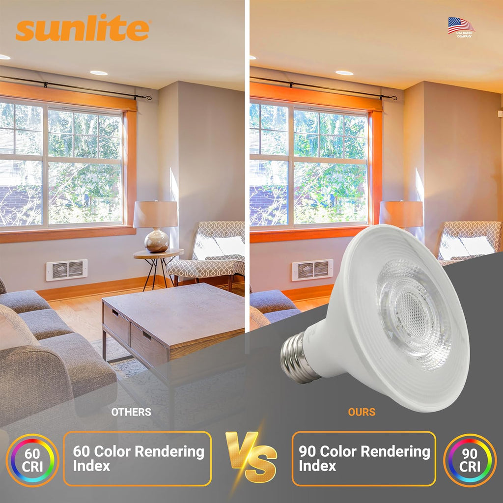 Sunlite Reflector PAR30 LED Bulb, Spotlight, 9W (75W=), 750 Lmns, Medium E26 Base, 90 CRI, Dimmable, Decorative Track Lighting Use, ETL, Title-20 Compliant, Bulk, 24 Pack, 40K-Cool White