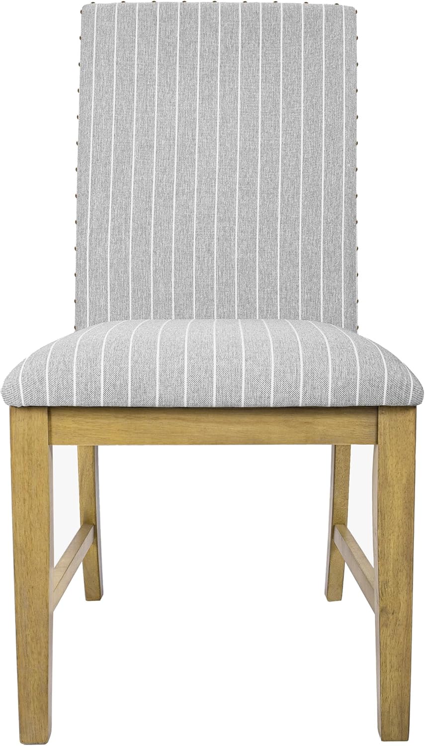 HomePop Upholstered Wood Apron Dining Chair - Light Gray Stripe (Set of 2)