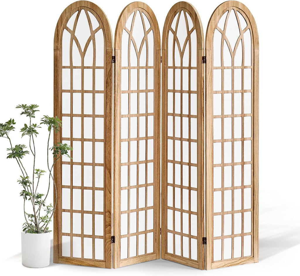 4 Panel Japanese Room Divider and Folding Privacy Screen, Shoji Screen Room Divider, Partition Divider for Room Separation, Portable Shoji Screen for Home Office Restaurant - Natural