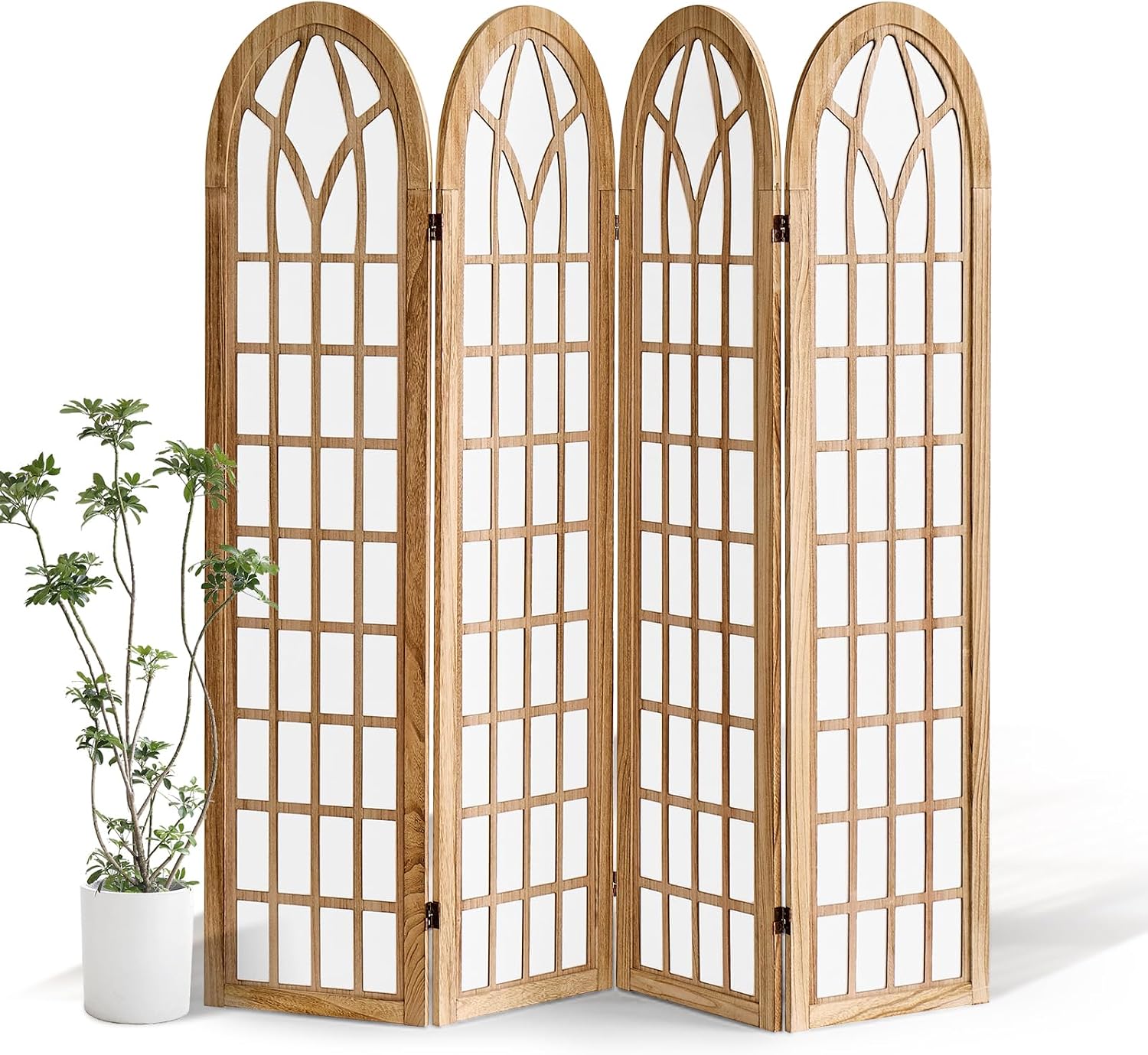 4 Panel Japanese Room Divider and Folding Privacy Screen, Shoji Screen Room Divider, Partition Divider for Room Separation, Portable Shoji Screen for Home Office Restaurant - Natural
