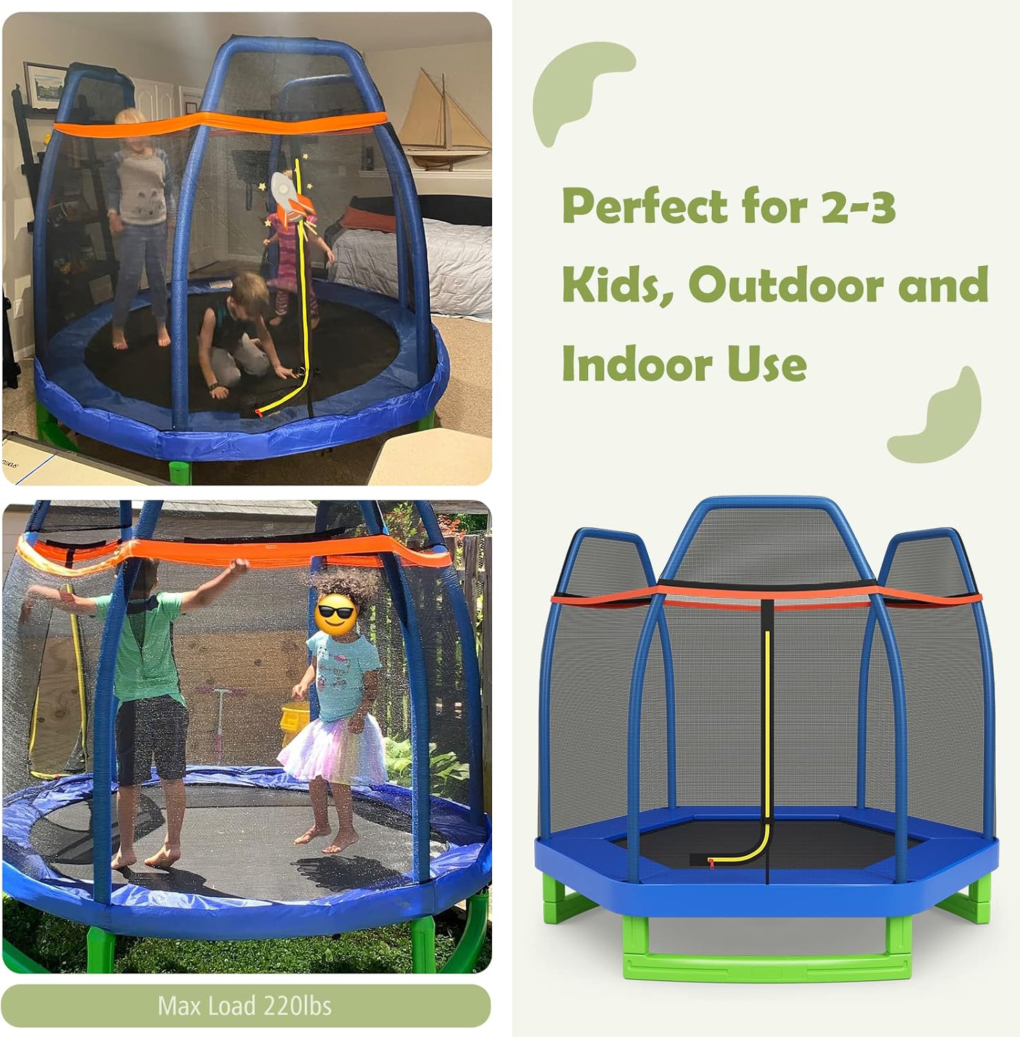 Giantex 7 Ft Trampoline for Kids, Heavy Duty Steel Frame Small Mini Toddler Trampoline, Great Gifts for Boys Girls, Outdoor Indoor Kids Trampoline with Net, for Age 3-8