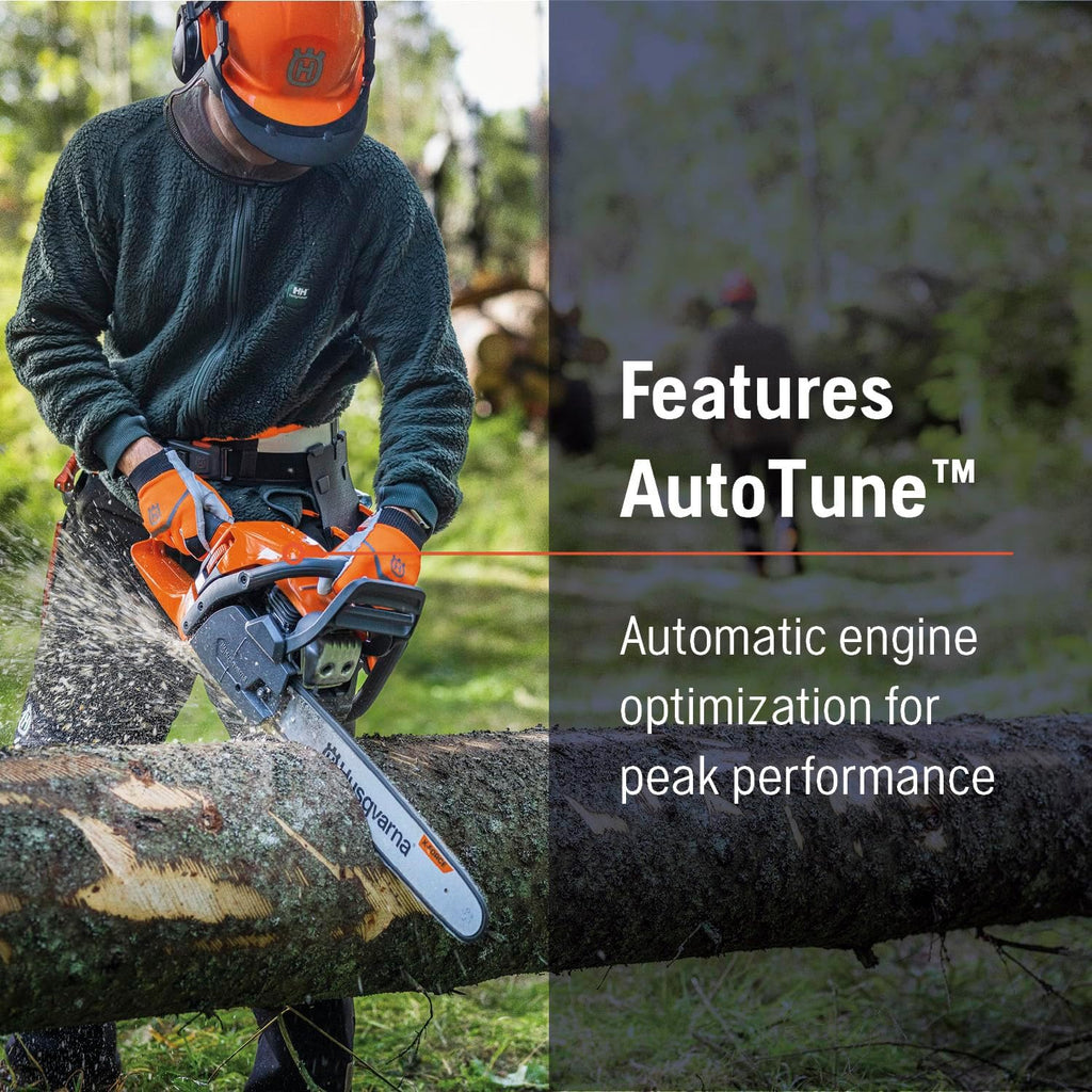 Husqvarna 450X Rancher Gas Chainsaw 20 Inch, 50.2-cc 3.4-HP, 2-Cycle X-Torq Engine with Autotune For Cutting Firewood, Gifts for Men, 970702450