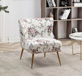 Container Furniture Direct Thia Armless Accent Chair for Living Room, Elegant Seat with Nailhead Trim, Gold Metal Legs and Comfortable Curved Back, 28' D x 25' W x 29.5' H, 02 Floral Print