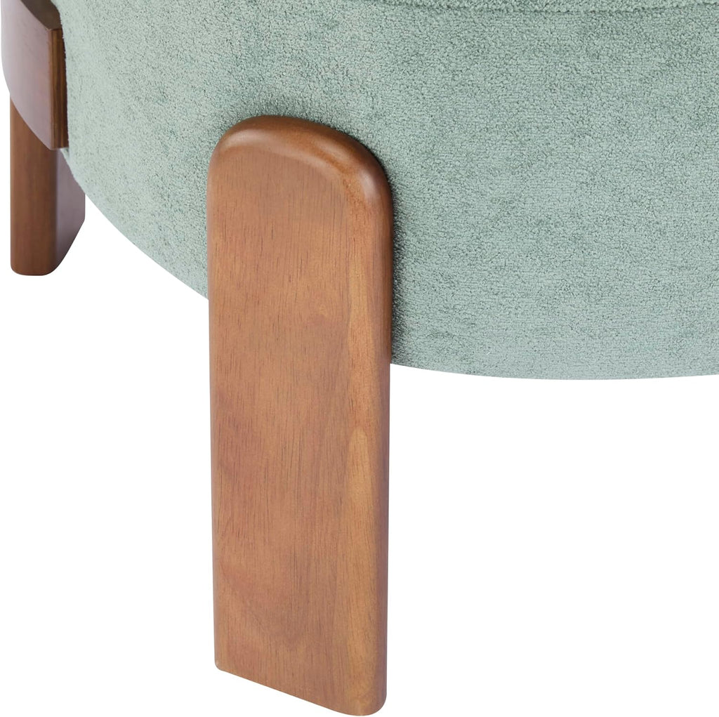 Christopher Knight Home Lily Solid Wood Wingback Accent Chair, Fabric Upholstered Club Chair, Curved Backrest Single Sofa, Comfy Reading Lounge Chair for Living Room, Soft Cushion Seating, Green
