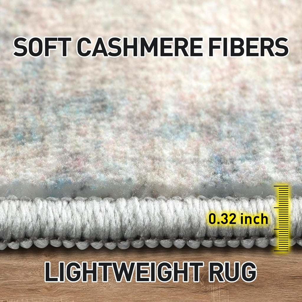 9x12 Area Rugs Washable Rug: Modern Abstract Living Room Rug Soft Anti-Skid Thin Carpet Indoor Floor Non-Shedding Carpets for Bedroom Dining Room Farmhouse Nursery Home Office Multi Color