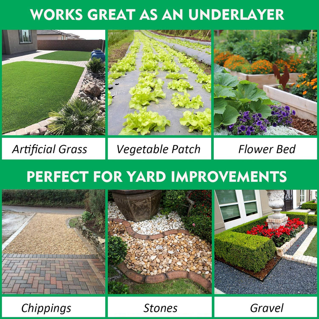 Premium 5oz Pro Weed Barrier Landscape Fabric Ground Cover Heavy Duty Commercial Anti-Weed Gardening Mat, 6ft x 200ft, Black