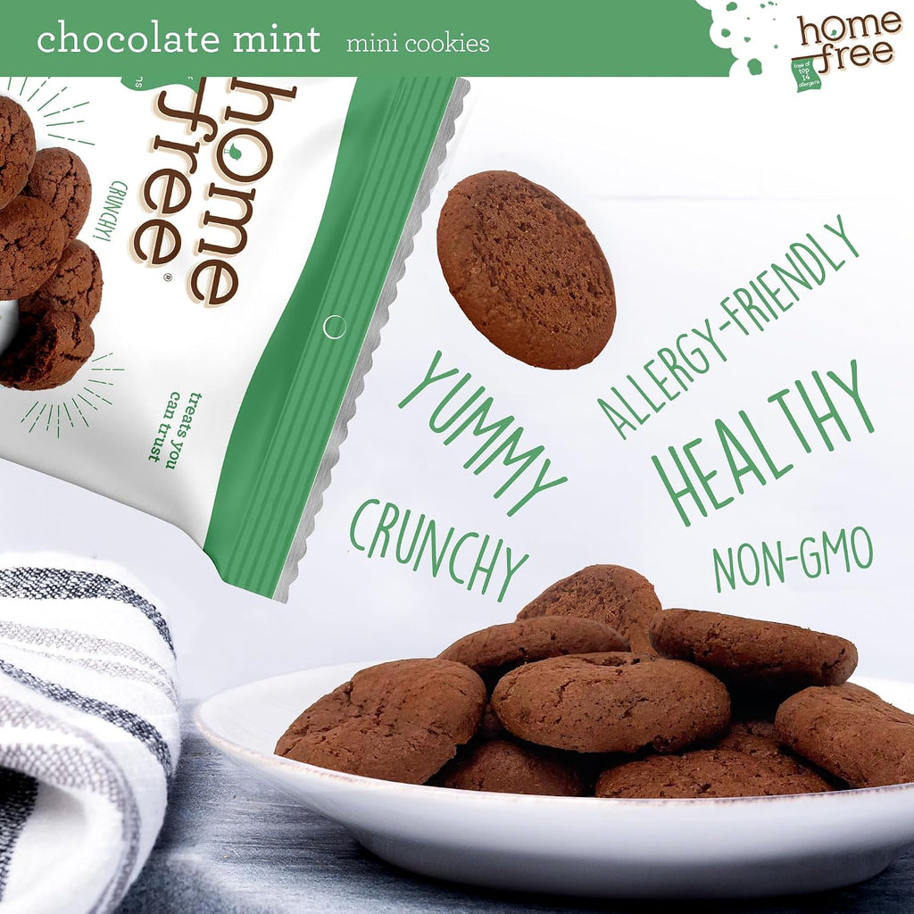 Homefree Chocolate Mint Mini Cookies, Gluten Free, Nut Free, Vegan, Individually Wrapped Packs, School Safe and Allergy Friendly Snack, 0.95 oz. (Pack of 64)