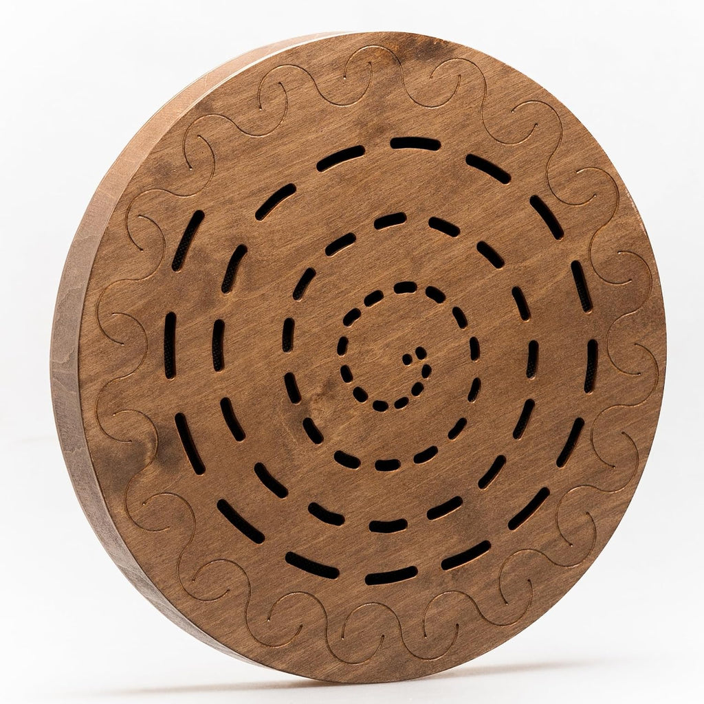 Water-Fall Disc — Wooden Ocean Drum, Swirl, 12' (30 cm) | Realistic Ocean Waves & Waterfall Sound for Meditation & Yoga | No Bag