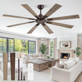 ZMISHIBO 65 Inch Oil Rubbed Bronze Ceiling Fans No Light with Remote, Indoor/Outdoor Farmhouse Ceiling Fan Without Light for Living Room Patio, 6 Speed Reversible Quiet DC Motor, Dual Finish Blades