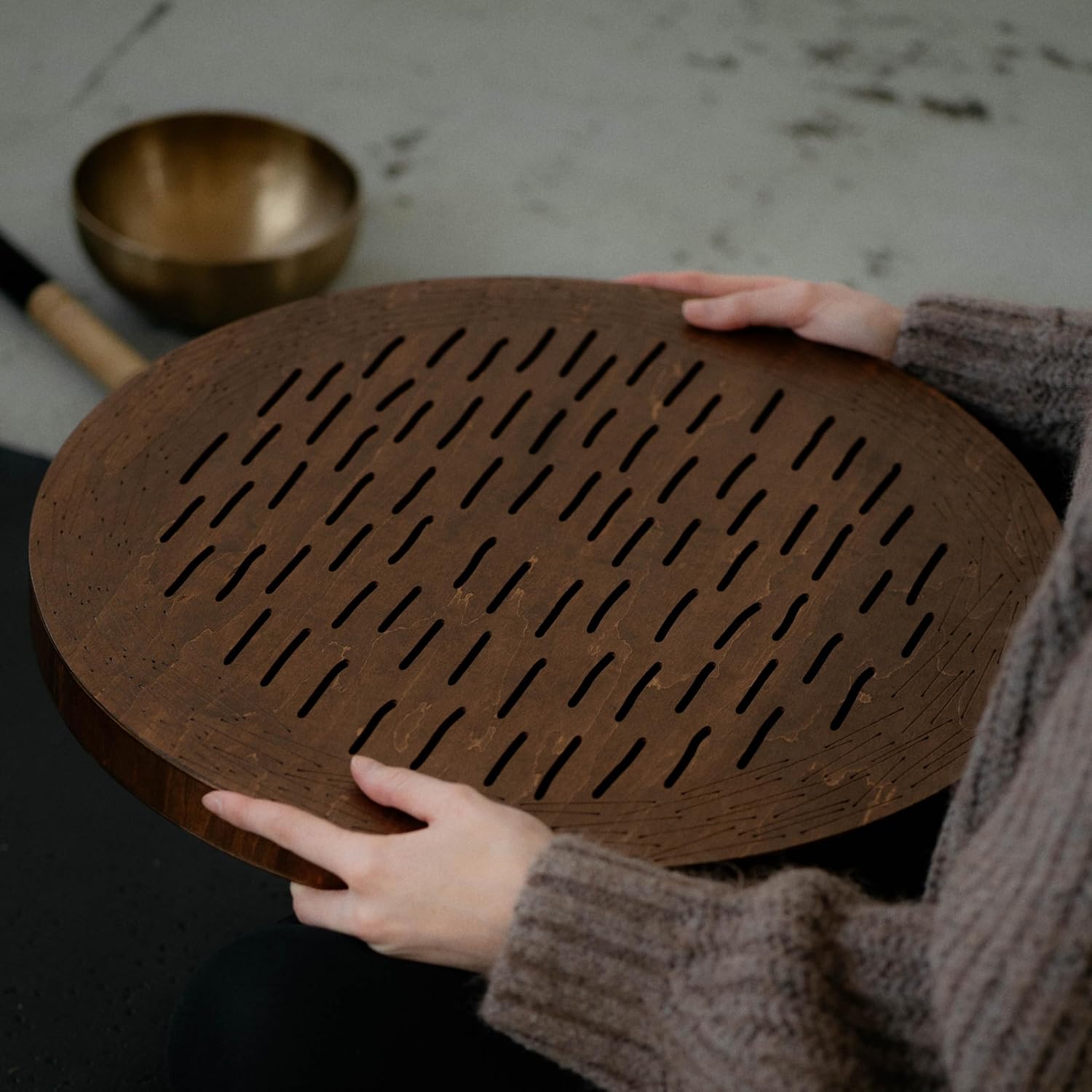 Water-Fall Disc — Wooden Ocean Drum, Storm, 19.5' (50 cm) | Deep Ocean Waves & Waterfall Sound for Sound Bath, Meditation & Sleep | No Bag