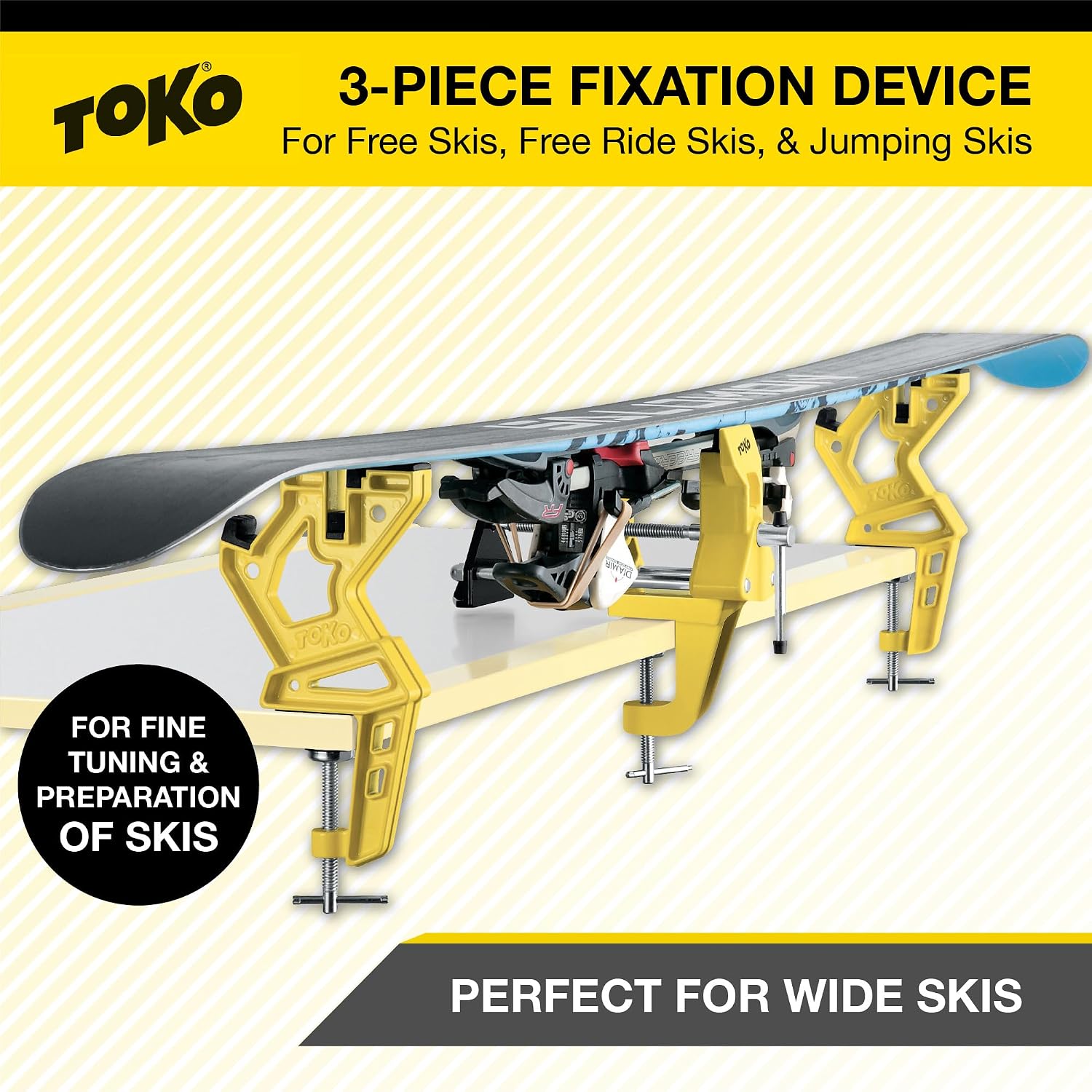 TOKO Freeride Ski Vise Grip for Tuning and Waxing - Secure No Slip Grip and Holding Position for Freestyle and Jumping Ski Edge Preparation - 3 Piece Set
