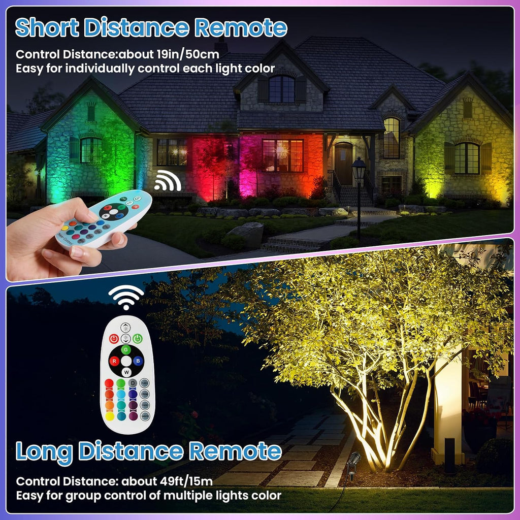Low Voltage Landscape Lights Christmas 10W RGBW Warm White LED Well Landscape Lighting Waterproof Outdoor 12V-24V Pathway Deck Ground Garden RGB Christmas Well Lights (12)