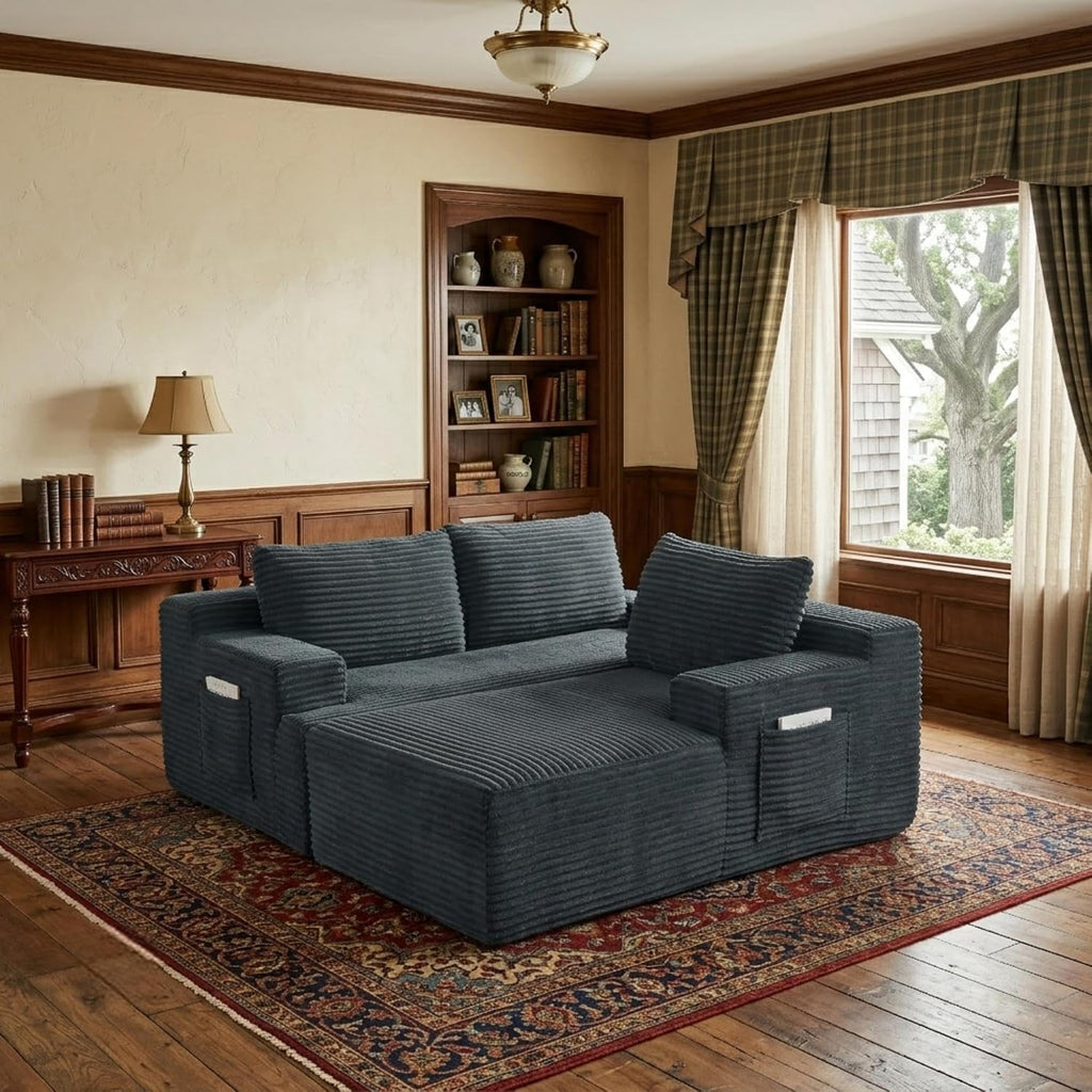 96' Right Facing Sectional Sofa Boneless Couches for Living Room - L Shaped Compressed Cloud Couch with Deep Seat in A Box