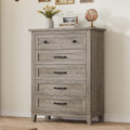 GarveeHome 5 Dresser for Bedroom, 41.3 in Tall Vertical Drawer Dresser with Large Storage, Freestanding Wooden Closet Chest for Bedroom, Living Room, Ash Grey