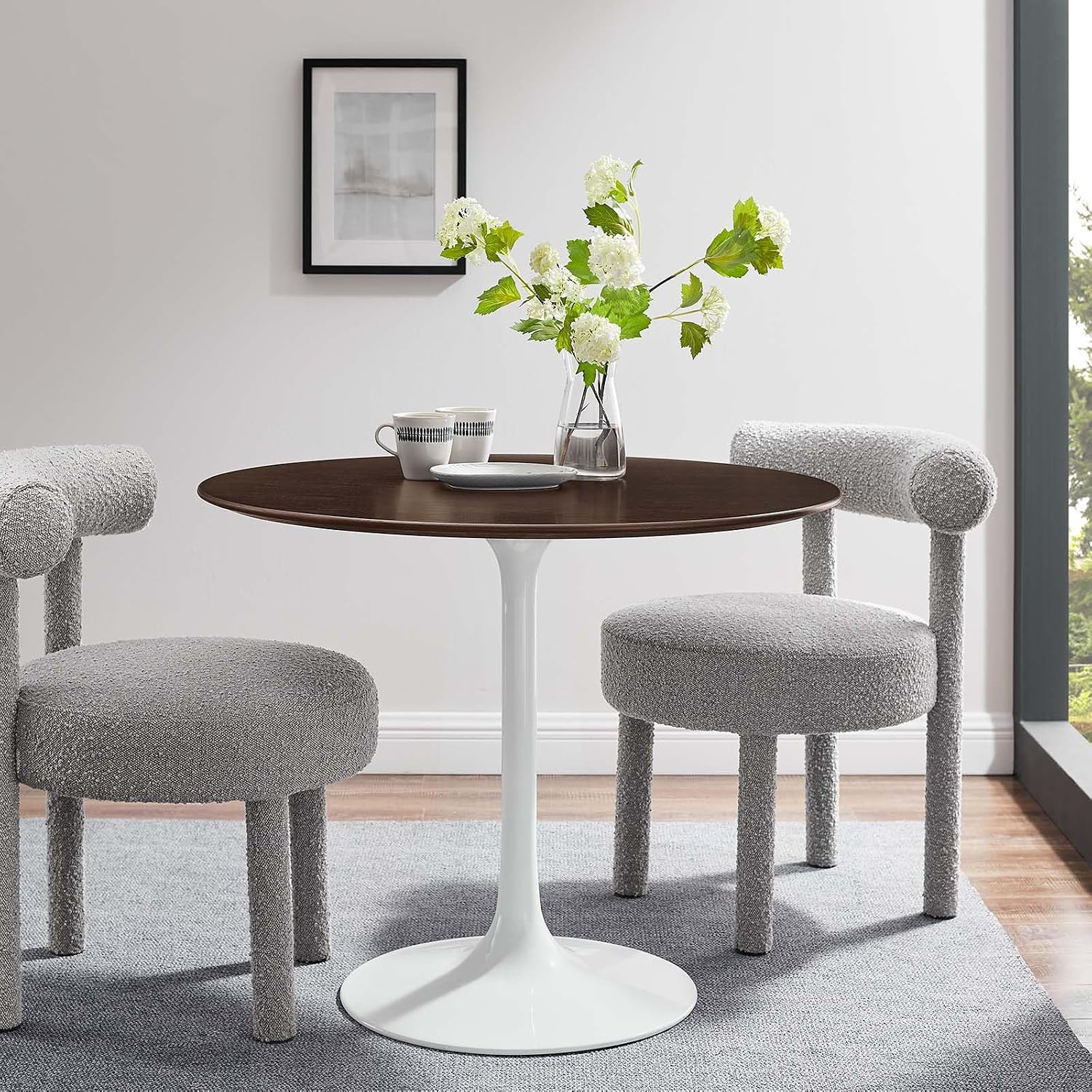 Modway Lippa Dining Table, 36', White Cherry Walnut