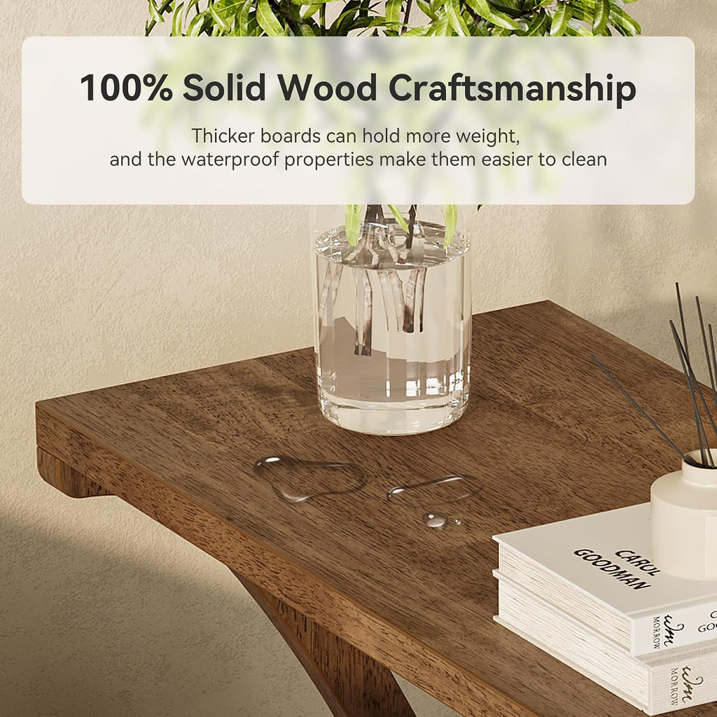 Solid Wood End Table with Storage Shelf, Small Accent Table for Living Room, Bedroom, or Office, Easy Assembly, Compact Side Table for Tight Spaces