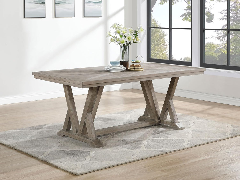 Coaster Home Furnishings - Cornelia - Acacia Wood & MDF - 82-Inch Rectangular Dining Table with Trestle Base - Dining Room & Home Kitchen - Coastal Gray - 107441